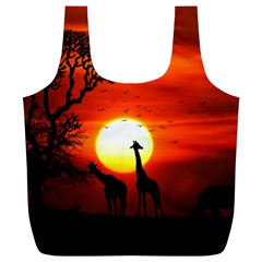 Animals Birds Dawn Giraffe Full Print Recycle Bag (xl) by Sudhe