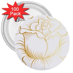 Golden Rose Stakes 3  Buttons (100 Pack) 