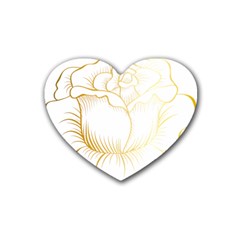 Golden Rose Stakes Rubber Coaster (heart)  by Sudhe