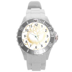 Golden Rose Stakes Round Plastic Sport Watch (l) by Sudhe