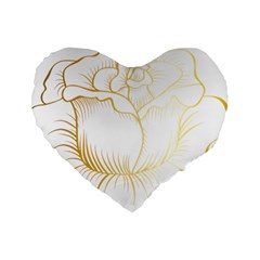 Golden Rose Stakes Standard 16  Premium Heart Shape Cushions by Sudhe