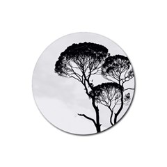 Silhouette Photo Of Trees Rubber Round Coaster (4 Pack)  by Sudhe