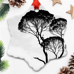 Silhouette Photo Of Trees Snowflake Ornament (two Sides) by Sudhe