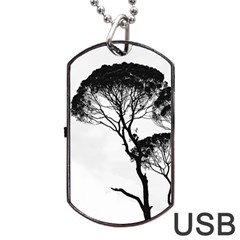 Silhouette Photo Of Trees Dog Tag Usb Flash (one Side) by Sudhe