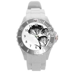 Silhouette Photo Of Trees Round Plastic Sport Watch (l) by Sudhe