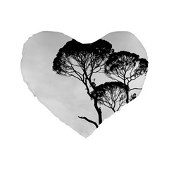 Silhouette Photo Of Trees Standard 16  Premium Flano Heart Shape Cushions by Sudhe