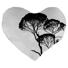 Silhouette Photo Of Trees Large 19  Premium Flano Heart Shape Cushions by Sudhe