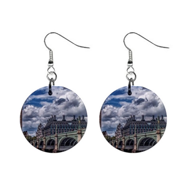 Architecture Big Ben Bridge Buildings Mini Button Earrings