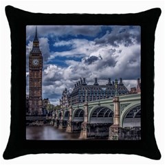 Architecture Big Ben Bridge Buildings Throw Pillow Case (black) by Sudhe