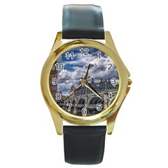 Architecture Big Ben Bridge Buildings Round Gold Metal Watch by Sudhe