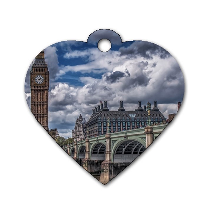 Architecture Big Ben Bridge Buildings Dog Tag Heart (One Side)