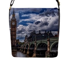 Architecture Big Ben Bridge Buildings Flap Closure Messenger Bag (l) by Sudhe