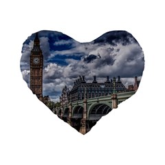 Architecture Big Ben Bridge Buildings Standard 16  Premium Flano Heart Shape Cushions by Sudhe