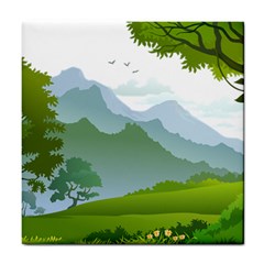 Forest Landscape Photography Illustration Tile Coasters by Sudhe