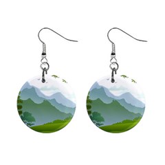 Forest Landscape Photography Illustration Mini Button Earrings by Sudhe