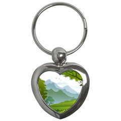 Forest Landscape Photography Illustration Key Chains (heart)  by Sudhe