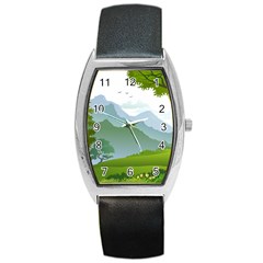 Forest Landscape Photography Illustration Barrel Style Metal Watch by Sudhe