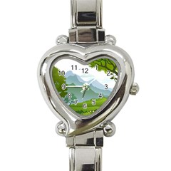 Forest Landscape Photography Illustration Heart Italian Charm Watch by Sudhe