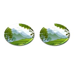 Forest Landscape Photography Illustration Cufflinks (oval) by Sudhe