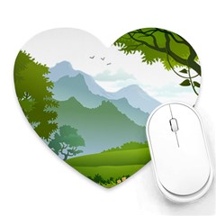 Forest Landscape Photography Illustration Heart Mousepads by Sudhe