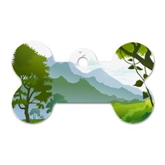 Forest Landscape Photography Illustration Dog Tag Bone (two Sides) by Sudhe