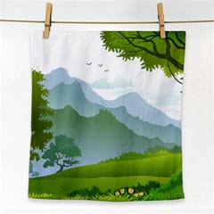 Forest Landscape Photography Illustration Face Towel by Sudhe