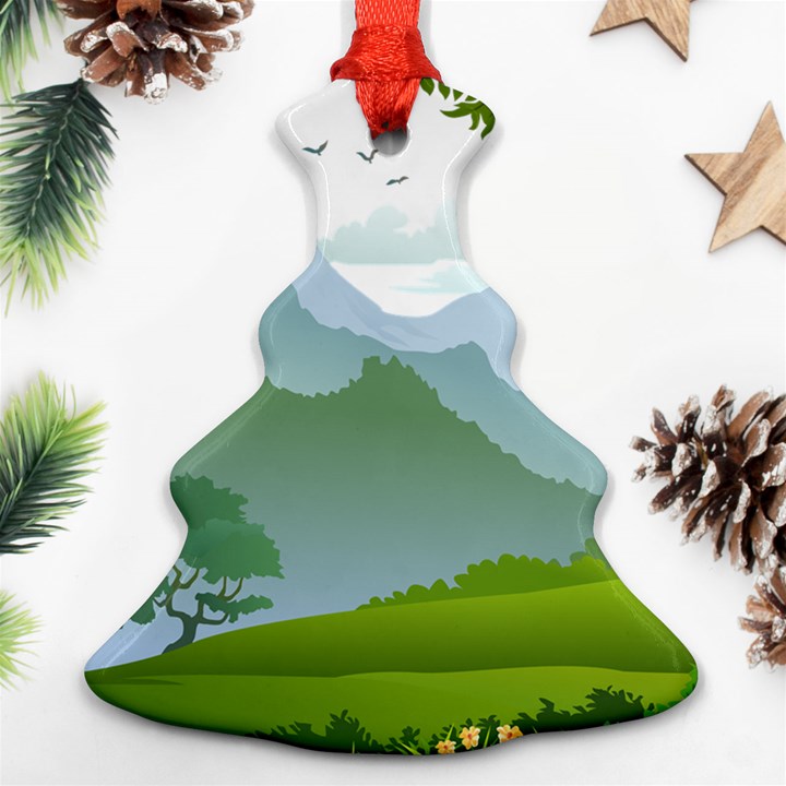 Forest Landscape Photography Illustration Christmas Tree Ornament (Two Sides)