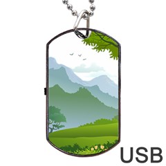 Forest Landscape Photography Illustration Dog Tag Usb Flash (one Side)