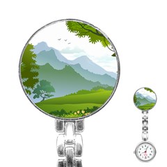 Forest Landscape Photography Illustration Stainless Steel Nurses Watch by Sudhe