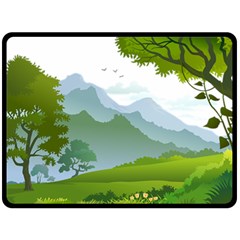 Forest Landscape Photography Illustration Double Sided Fleece Blanket (large)  by Sudhe