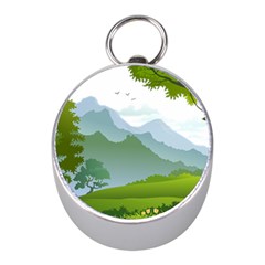 Forest Landscape Photography Illustration Mini Silver Compasses by Sudhe