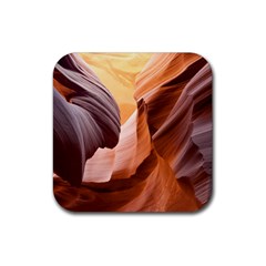 Light Landscape Nature Red Rubber Coaster (square) 