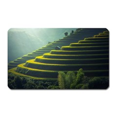 Scenic View Of Rice Paddy Magnet (rectangular) by Sudhe