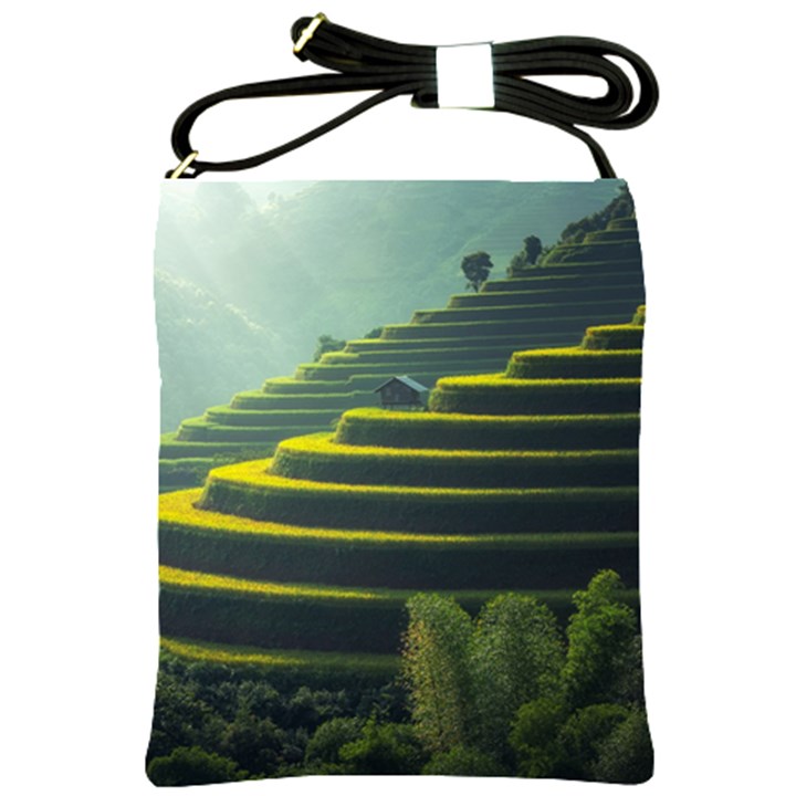 Scenic View Of Rice Paddy Shoulder Sling Bag