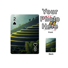 Scenic View Of Rice Paddy Playing Cards 54 (mini) by Sudhe