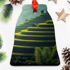 Scenic View Of Rice Paddy Bell Ornament (two Sides) by Sudhe