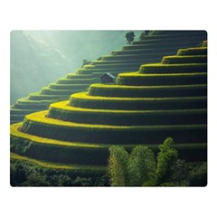 Scenic View Of Rice Paddy Double Sided Flano Blanket (large)  by Sudhe