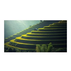 Scenic View Of Rice Paddy Satin Wrap