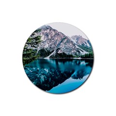 Daylight Forest Glossy Lake Rubber Coaster (round)  by Sudhe