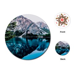 Daylight Forest Glossy Lake Playing Cards (round) by Sudhe