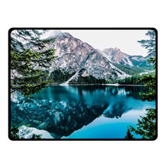 Daylight Forest Glossy Lake Double Sided Fleece Blanket (small)  by Sudhe