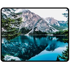 Daylight Forest Glossy Lake Double Sided Fleece Blanket (medium)  by Sudhe