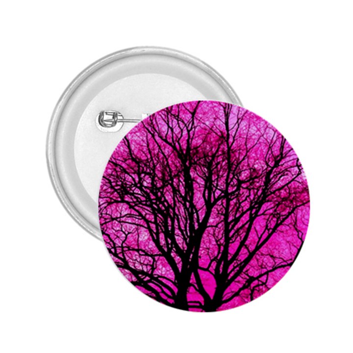 Pink Silhouette Tree 2.25  Buttons