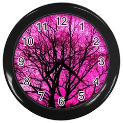 Pink Silhouette Tree Wall Clock (black) by Sudhe