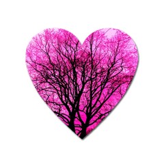 Pink Silhouette Tree Heart Magnet by Sudhe