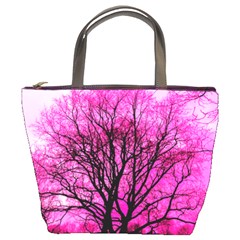 Pink Silhouette Tree Bucket Bag by Sudhe