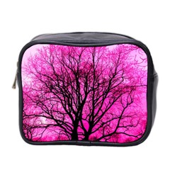 Pink Silhouette Tree Mini Toiletries Bag (two Sides) by Sudhe