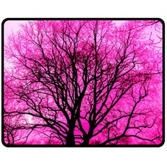 Pink Silhouette Tree Fleece Blanket (medium) 