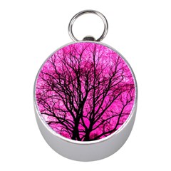 Pink Silhouette Tree Mini Silver Compasses by Sudhe