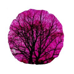 Pink Silhouette Tree Standard 15  Premium Flano Round Cushions by Sudhe